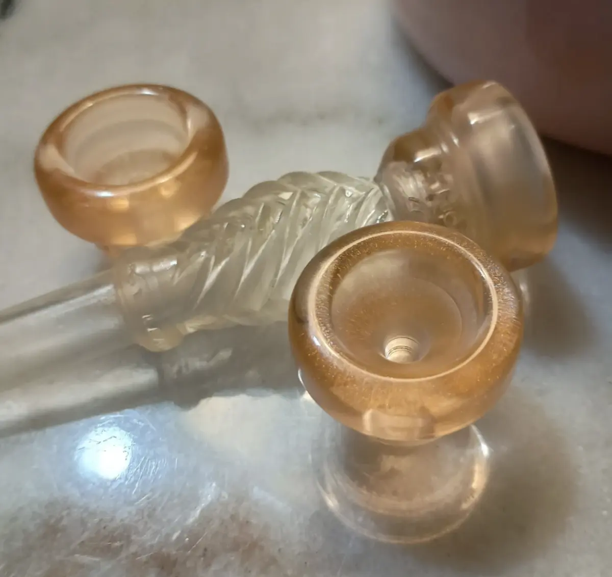 Amber Phoenix Brass mouthpiece top and threaded backbore components